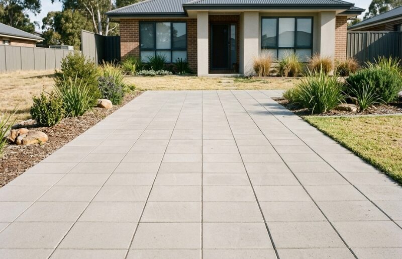 Paved driveway at a Penrith home with concrete pavers